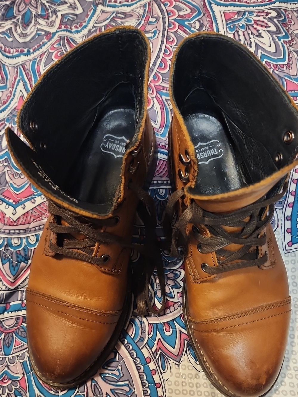 Tan Leather Womans Thursday  Lace-Up Boots